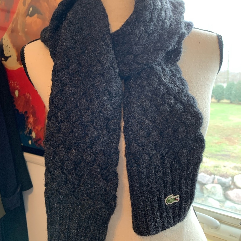 LACOSTE GRAY SCARF. ALPAGA Blend. Unisex